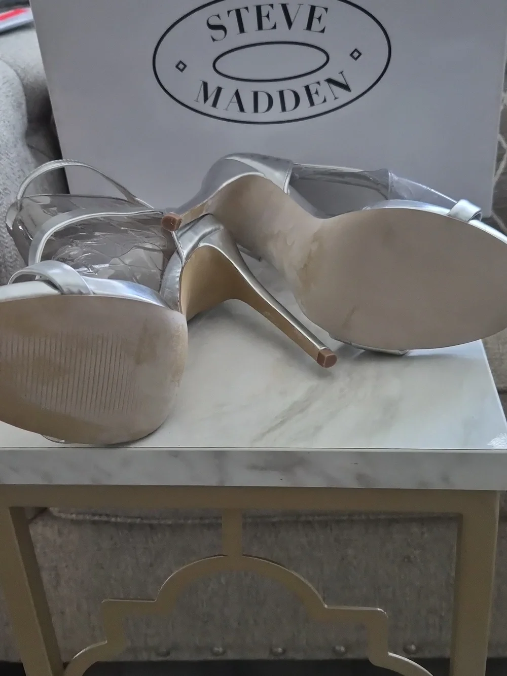 Steve Madden Martyne Metallic Silver Crisscross Ankle-Strap Heels